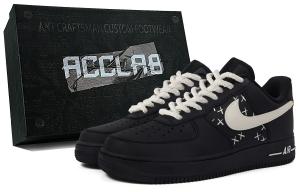 Nike Air Force 1 Abrasion Resistant Low top Skateboard Shoes Unisex Beige Black