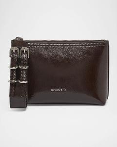 Маленькая сумка Voyou из блестящей мятой кожи Givenchy, цвет Ebony Brown