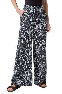 Широкие брюки из льняной смеси Leaf Roman, черный