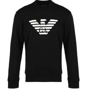 Свитшот из хлопка с принтом логотипа EMPORIO ARMANI, черный