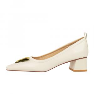 QITUMAUL Женские туфли на платформе с массивным каблуком экрю, цвет Ecru[Heel Height 4.5cm]