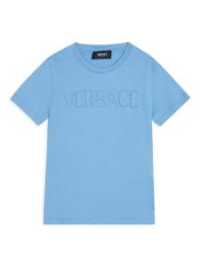 Versace Kids футболка с тисненым логотипом, синий