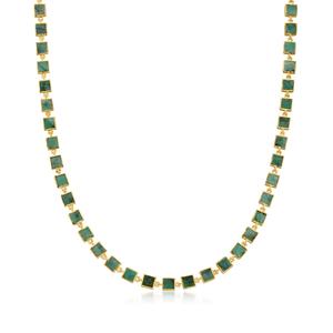 Ожерелье Ross-Simons с квадратными звеньями и изумрудами из 18-каратного золота поверх стерлингового серебра Ross-Simons, 18 In