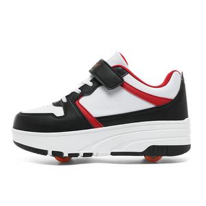 Детские кроссовки для скейтбординга с низкой амортизацией и износостойкостью Kuding, черный/красный