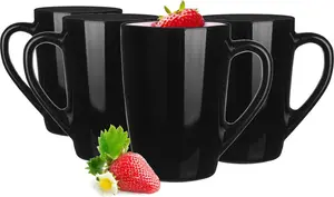 Стаканы GLASMARK из черного стекла, набор из 4 шт., 300 мл, большие (макс. 330 мл), 4 шт. с ручкой, стаканы для кофе, чайные стаканы с ручкой, стаканы для капучино, латте макиато Glasmark KROSNO 1992