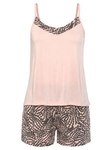 LASCANA Короткие шорты с принтом в розово-антрацитовом цвете