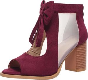 Женские замшевые босоножки на платформе GUNIYIFS с открытым носком, вырезами и массивным каблуком, летние туфли-босоножки на высоком каблуке с закрытой пяткой, Red