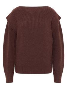 Женский свитер крупной вязки коричневого цвета IZIA