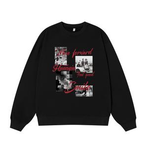 Свитшот с круглым вырезом Unisex HUANQIU, черный (fleece-lined)