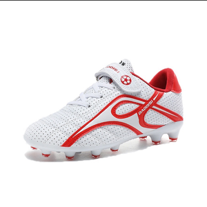 Детские футбольные бутсы с амортизацией ударов и износостойкостью, низкие D&W, белый/красный