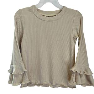 Бежевый вязаный топ с длинными рукавами для девочек ML Fashions, бежевый