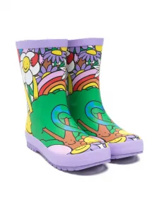 Резиновые сапоги с принтом «Happy Print» Stella McCartney Kids, фиолетовый