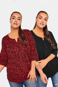 2 пары топов Henley с защипами Yours, красный