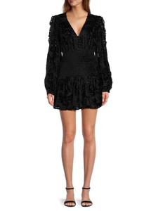 Мини-платье с кружевной отделкой и сборками Rococo Sand, черный