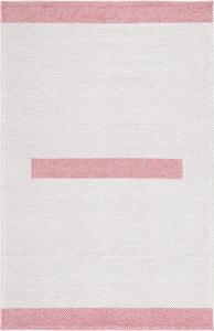 Ковер SAFAVIEH, 244 x 305 см, - коллекция Natura - большой - Ivory & Pink, ручной работы плоского плетения из шерсти, полосатый узор, идеально для гостиной, спальни, столовой (NAT324U)