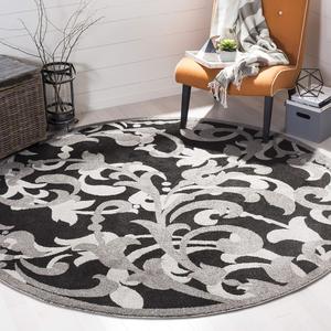 Ковер SAFAVIEH, 214 x 214 см, Amherst Collection, круглый, Anthracite и Light Grey, цветочный орнамент, не линяет и прост в уходе, идеален для помещений с высокой проходимостью в гостиной, спальне (AMT428G)