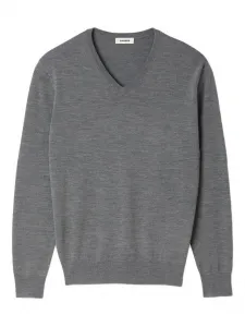 Шерстяной свитер с V-образным вырезом SANDRO, серый