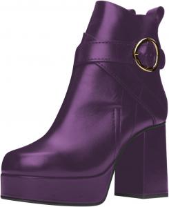 Женские ботильоны FOWT на платформе с круглым носком и ремнями, грубый высокий каблук, с пряжкой, повседневная обувь, размеры 4-16 US, Purple