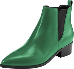 Женская мода Tang'scuisins: ботильоны Челси на шнуровке, закрытый заостренный носок, короткие ботинки на массивном низком каблуке, зимние повседневные рабочие уличные ботинки, размеры 4-16 US, Green