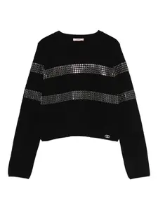 Свитер с украшенными полосами Liu Jo, черный
