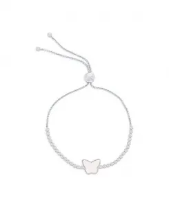 Стерлинговое серебро, бабочка в центре, регулируемый браслет-боло с фианитами Caribbean Treasures, silver