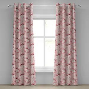 Шторы на люверсах ABAKUHAUS с акварельным рисунком, винтажные, нарисованные вручную, милые цветы, природа, весенние, сезонные мотивы, декоративные, двухпанельные, 280 см x 175 см, светло-розовые Abakuhaus