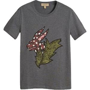 Burberry Футболка мужская серая с круглым вырезом Moderate