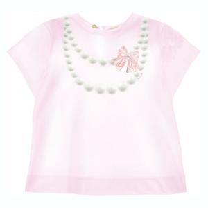 Футболка с принтом «Розовое жемчужное ожерелье» Monnalisa, розовый