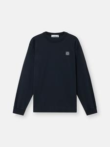 Футболка облегающего кроя с длинными рукавами и нашивкой Компас Stone Island 2100030 ORGANIC COTTON JERSEY 'FISSATO' EFFECT, Navy Blue