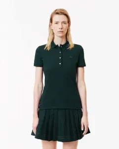 Женская футболка поло из хлопкового пике с коротким рукавом Lacoste, темно-зеленый