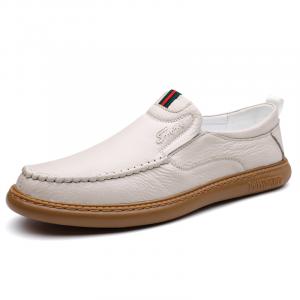 Bindu Белые мужские кожаные повседневные туфли, цвет White