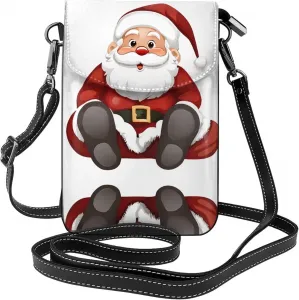 Милый маленький кошелек для телефона с принтом Санта-Клауса, сумка через плечо с магнитной застежкой и отделениями для карт, из искусственной кожи Ultra Fiber.