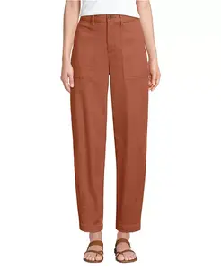 Женские чинос высокие бочкообразные утилитарные укороченные брюки Lands' End, оранжевый