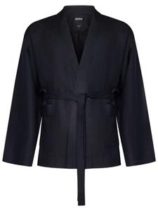 Верх пижамы из льна с поясом Zegna, синий