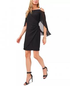 Платье-накидка с бисером и бретелями на спине MSK, черный