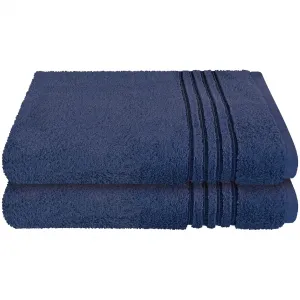 Полотенца для душа Milano из 100% хлопка с элегантной каймой с рельефным тиснением Made in Green Schiesser, темно-синий