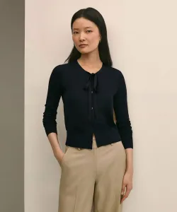 Кардиган из шелка/вискозы с узкой лентой