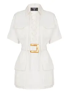 Платье мини из канваса BALMAIN, белый