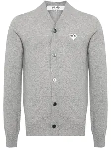 Шерстяной кардиган с узором Comme Des Garçons Play, серый