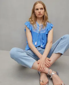 Женская блузка с воланами на рукавах Easy Wear, цвет 440 Azulón