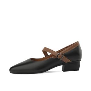 OCCAMAN Женские туфли Мэри Джейн на массивном каблуке черные, цвет Black