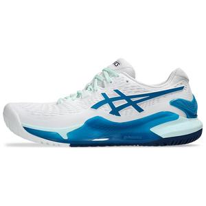 ASICS Женские кроссовки Gel Resolution 9 бело-бирюзовые, цвет White/Cyan