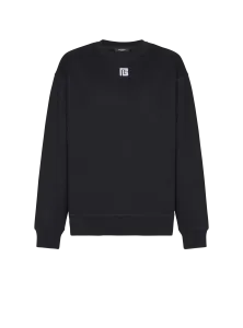 Хлопковый свитшот с вышивкой PB Balmain, черный
