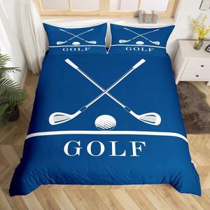 Erosebridal Комплект постельного белья для гольфа с принтом мячей, мягкий сине-белый, Blue White