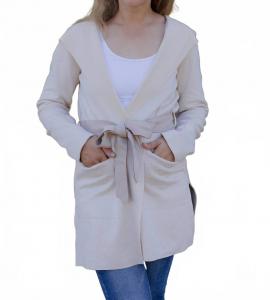 Пальто с капюшоном Leah в бежевом цвете Hem & Thread