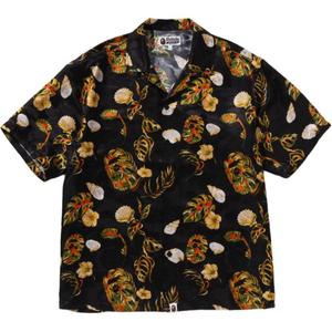 Bape Vacation Pattern рубашка с коротким рукавом и открытым воротом A BATHING APE, черный