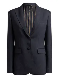 Блейзер из кадди с узором "пейсли" ETRO, синий