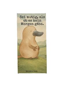 Mr. & Mrs. Panda Пляжное полотенце с изображением утконоса и надписью белого цвета