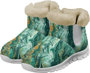 Женские зимние ботинки с утеплителем и меховой подкладкой, короткие ботильоны, наружные ботинки с эффектом памяти и пушистым материалом для дома и улицы Glomenade, Green Marble