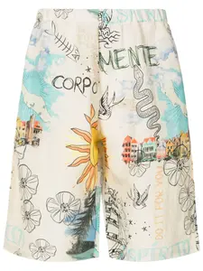 Шорты с эластичным поясом и графичным принтом Amir Slama, бежевый